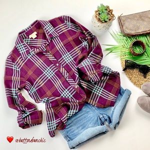 LUCKY BRAND Plaid Button Down Shirt, Small